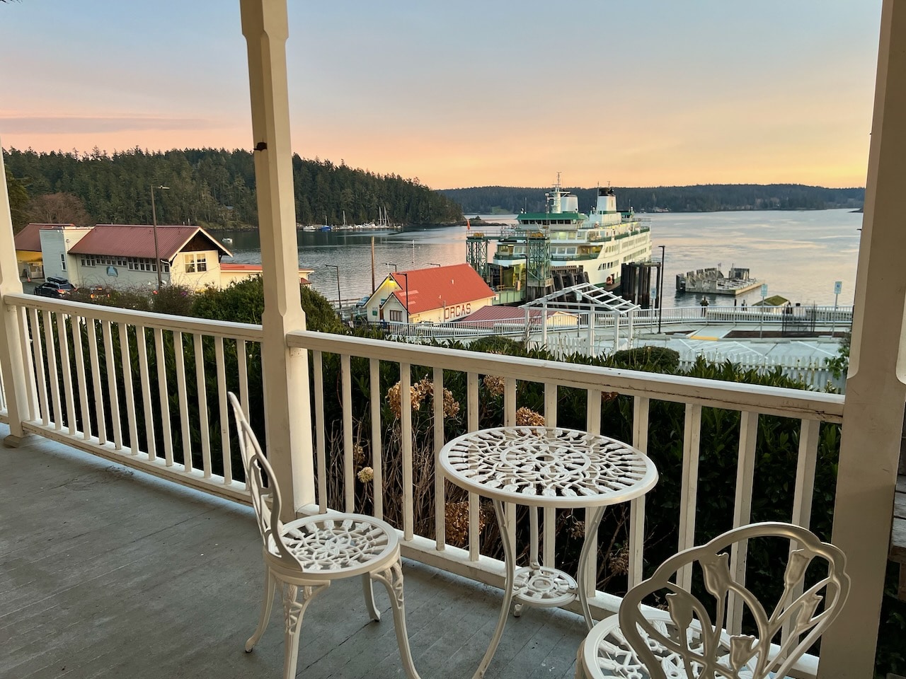Exterior view from the Cafe at one of the top Orcas Island Hotels